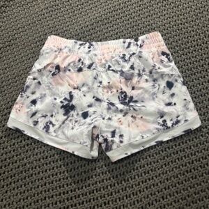 GAIAM S Small Tie-Dye Lined Running Shorts Pink White Black Athletic
